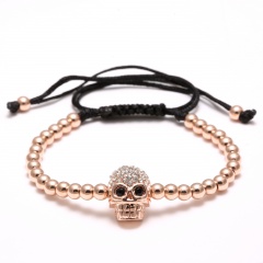 Skull Beads Handmade Adjustable Bracelets Black