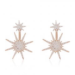 1Pairs Women Lady Crystal Rhinestone Dangle Gold Star Ear Stud Earrings Jewelry Star