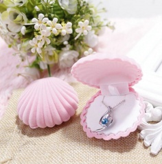 Flannel Shell Ring Earrings Jewelry Gift Box Packaging Box Pink