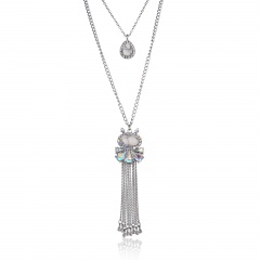 Fashion Women Long Chain Tassel Necklace Crystal Charm Jewelry Crystal