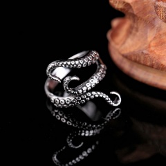 Women Fashion Gothic Punk Adjustable Tibetan Silver Octopus Finger Ring Jewelry Octopus