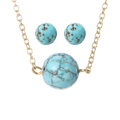 Fashion Turquoise Necklace Earring Jewelry Set Wholesale Gold