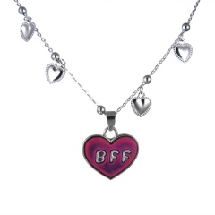 Fashion Silver Love Fashion Creative Thermochromic Alloy Pendant Necklace Necklace Heart