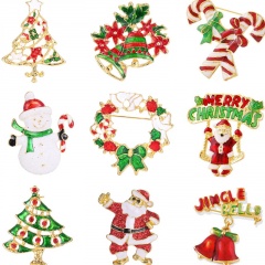 Rinhoo gift snowman Santa Claus wreath Bell Brooches Pins collar Wedding Jewelry new year gift women brooch Christmas tree1