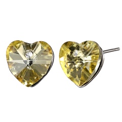 Peach Heart Crystal Rhinestone Stud Earrings Yellow