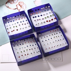 Simple White Stone And Multi-Color Stone Earring Set 2mm-5mm Stud Earring Jewelry For Women White-2mm
