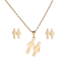 Gold Stainless Steel Necklace Set Couple