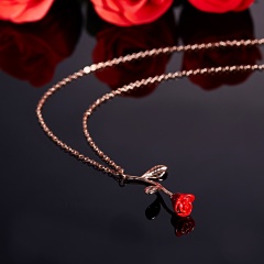 Lady Elegant rose necklace Valentine's Day Gift Party Wedding Red