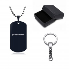 Fashion Personalized Black Pendant Chain Necklace Keychain With Gift Box Black