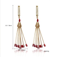 Fashion Crystal Matching Tassel Handmade Earrings Jewelry Rose Gold