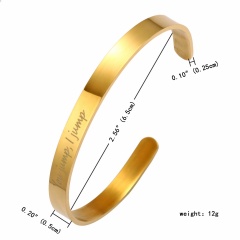 Never Give Up Stainless Steel Lettering Bracelet Bangle Gift Gold-You jump，I jump