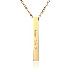 Stainless steel Steric Lettering Gold Necklace Never Give UP