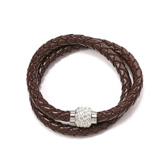 Rinhoo 1PC Trendy Popular Simple Brown Red Leather Wrap Rope Chain Bracelet For Women Men Fashion Jewelry Gift Brown