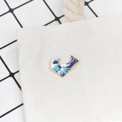 Blue waves brooch Enamel Pin buckle Cartoon Cat Metal Brooch for Coat Jacket Bag Pin Badge Sea Jewelry Gift for Kids Girl Boy cute1