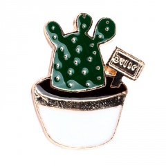 5 Style Cartoon Fashion Enamel Pin Metal Brooch Mini Green Plant Potted Cactus Button Brooches Denim Jackets Collar Badge Pins cactus1