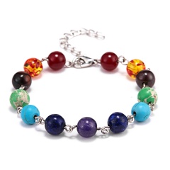 Chakra Healing Yoga Reiki Gemstones Beads Bracelet 19+5cm Colorful