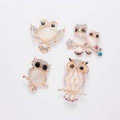 Romantic Opal Owl Brooches Elegant Crystal Animal Brooches Pins Women Girls Birds Clothes Jewelry Brooch Buckles #2