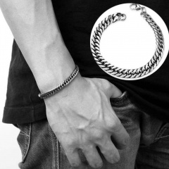 RINHOO Punk Men Bracelet Jewelry Men's Stainless Steel Silver Color Chain Link Bracelet Wristband Bangle Gift Bracelet 1