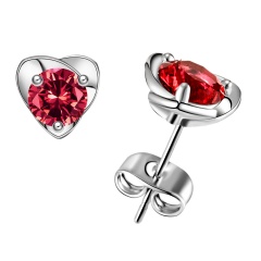 Heart-Shaped Round Zircon Earrings Jewelry For Women Red
