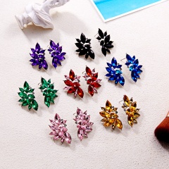 Crystal Diamond Wing Stud Earring for Women Girl Wedding Party Jewelry purple