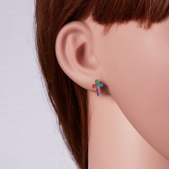 Fashion Women Cross Stud Earrings Charms Enamel Dangle Earrings Jewelry cross