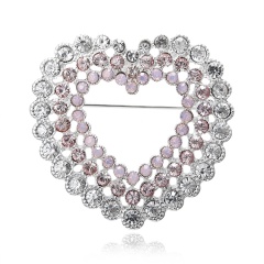 Fashion Crystal Rhinestone Heart Brooches For Women Dress Scarf Brooch Pins Wedding Jewelry Accessories Gift Love Heart