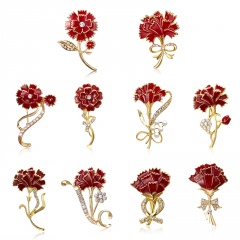 Rinhoo Elegant Carnation Crystal Bowknot Flower Brooch Pin Rhinestone Brooches For Women Jewelry Accessories Mother's Day Gift #5