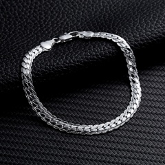 Rinhoo silver color bracelet fashion jewelry snake Flat male chain Bracelet Link Elegant Charm Gift silver