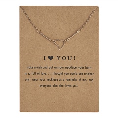 Fashion Geometric Polygon Paper Card Necklace Short Chain Women Jewelry Party I love you