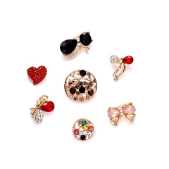 Crystal Antique Gold Knot bow Flower Cat Butterfly Round Brooches for Women Wedding Bridesmaid Rhinestone Party Pin #1
