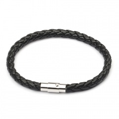 Fashion Leather Bracelet Magnet Clasp Bangle Wholesale Black