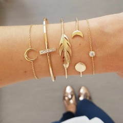 5PCS/Set Fashion Simpl Bracelet Set Gold