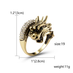 Retro Father's day Punk Dragon Men Ring Band Cuff Finger Knuckle Jewelry Gifts 8-Gold Dragon head