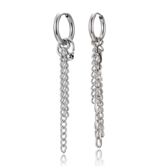 1Pc Titanium steel pin Earring with Chain Tassel Men'S Earrings Style-1
