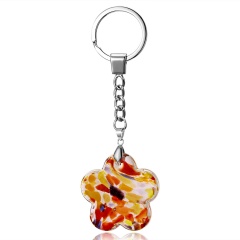 Colorful Lampwork Glass Keychains Silver