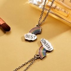 Best Friends BFF Heart Letters Couple Pendant Necklace Women Jewelry Gifts New Rainbow