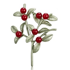 Rinhoo New Fashion Pearls Plant Brooches High Quality Vintage Jewelry Party Accessories Gifts Women Girl Classic Brooch Pins red1