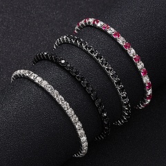 1 Row Simple Claw Chain Bracelets Crystal Bracelets for Women White Black Pink Color Rhinestone Bracelet Femme Fashion Jewelry BLACK