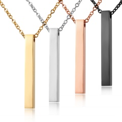 New Personalized Stainless Steel Name Bar Necklace Custom Date Necklace Pendant Black