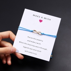Wish Card Forever Love Infinity 8 Bracelet for Lovers Red String Charm Bracelets Women Men's Wish Jewelry Gift 5 Colors BLUE