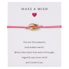 5 Colors Nature Shell Charm Bracelet Wish Card Gift Handmade Red String Bracelets for Women Men Kids Fashion Jewelry PINK