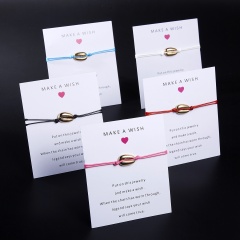 5 Colors Nature Shell Charm Bracelet Wish Card Gift Handmade Red String Bracelets for Women Men Kids Fashion Jewelry WHITE