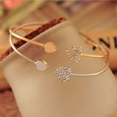 2019 New Fashion Adjustable Crystal Double Heart Bowknot Chain & Link Bracelets Women Jewelry Gift gold