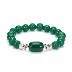 Green Beads With Retro Elephant Bead Elastic Bracelet Green