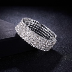 Crystal Rhinestone Stretch Bracelet Bangle Wristband Wedding Bridal Jewelry Gift 5 Rows