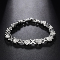 Rinhoo Crystal heart bracelet fashion gold silver alloy love heart bracelet bangle new jewelry gift for women girls bracelet silver