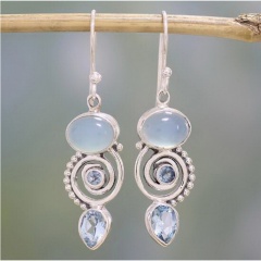 2020 Silver Turquoise Ear Hook Stud Drop Dangle Moonstone Sapphire Earrings Moonstone Water Drop
