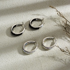 Big Circle Dangle Earrings Crystal Rhinestone Earrings for Women Girls Gift Black White