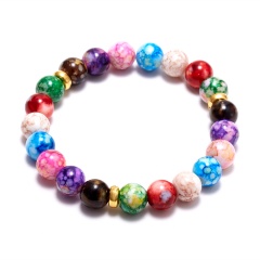 Chakela 7mm Imitation Gemstone Beads Elastic Bracelet Colorful