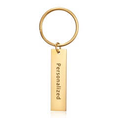 Stainless Steel Personalized Name Letter Keychain Gold